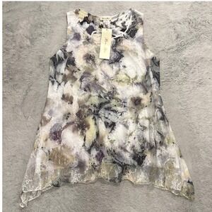 NEW Brittany Blair Floral Lace Overlay Tank Top Women M Asymmetric Fairy Grunge